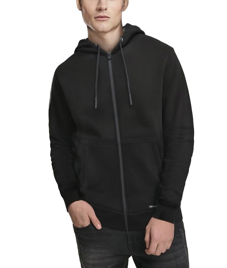 Active Sport Casual Fleece Hoodie With Zipper - Black