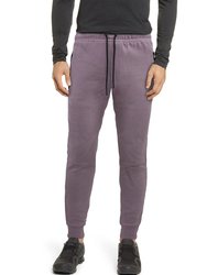 Active Sport Casual Jogger Fleece Pants With Zipper Pockets - Heather Purple