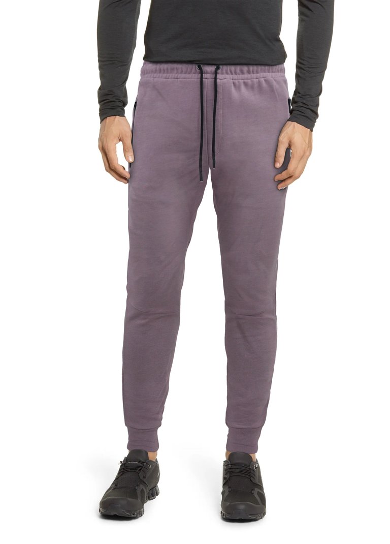 Active Sport Casual Jogger Fleece Pants With Zipper Pockets - Heather Purple