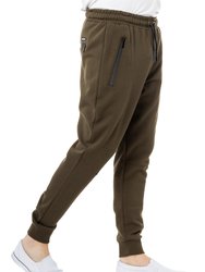 Active Sport Casual Jogger Fleece Pants With Zipper Pockets