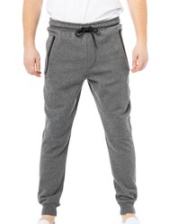 Active Sport Casual Jogger Fleece Pants With Zipper Pockets - Heather Charcoal