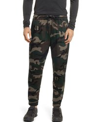 Active Sport Casual Jogger Fleece Pants With Zipper Pockets - Olive Camo