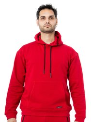 Active Sport Casual Pullover Fleece Hoodie - Red