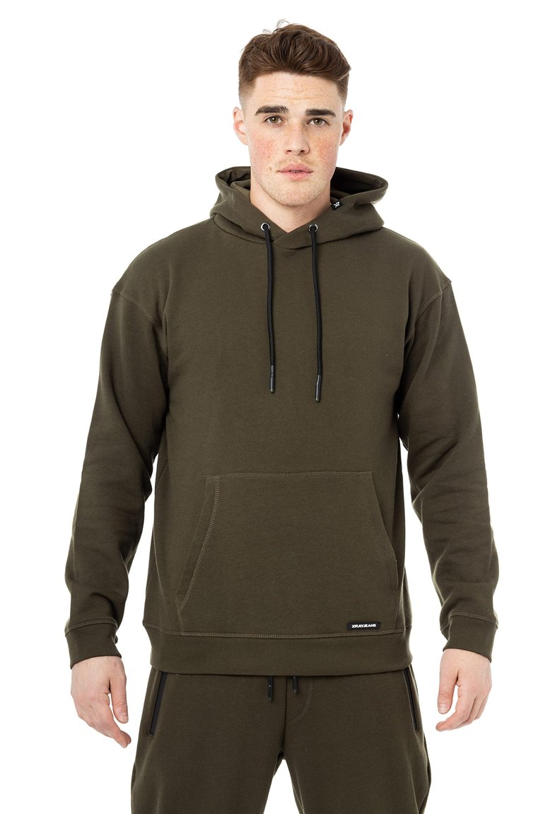 Active Sport Casual Pullover Fleece Hoodie - Army Green