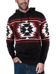 Aztec Hooded Sweater - Black