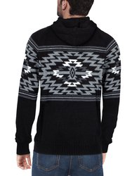 Aztek Print Pullover Hoodie Sweater