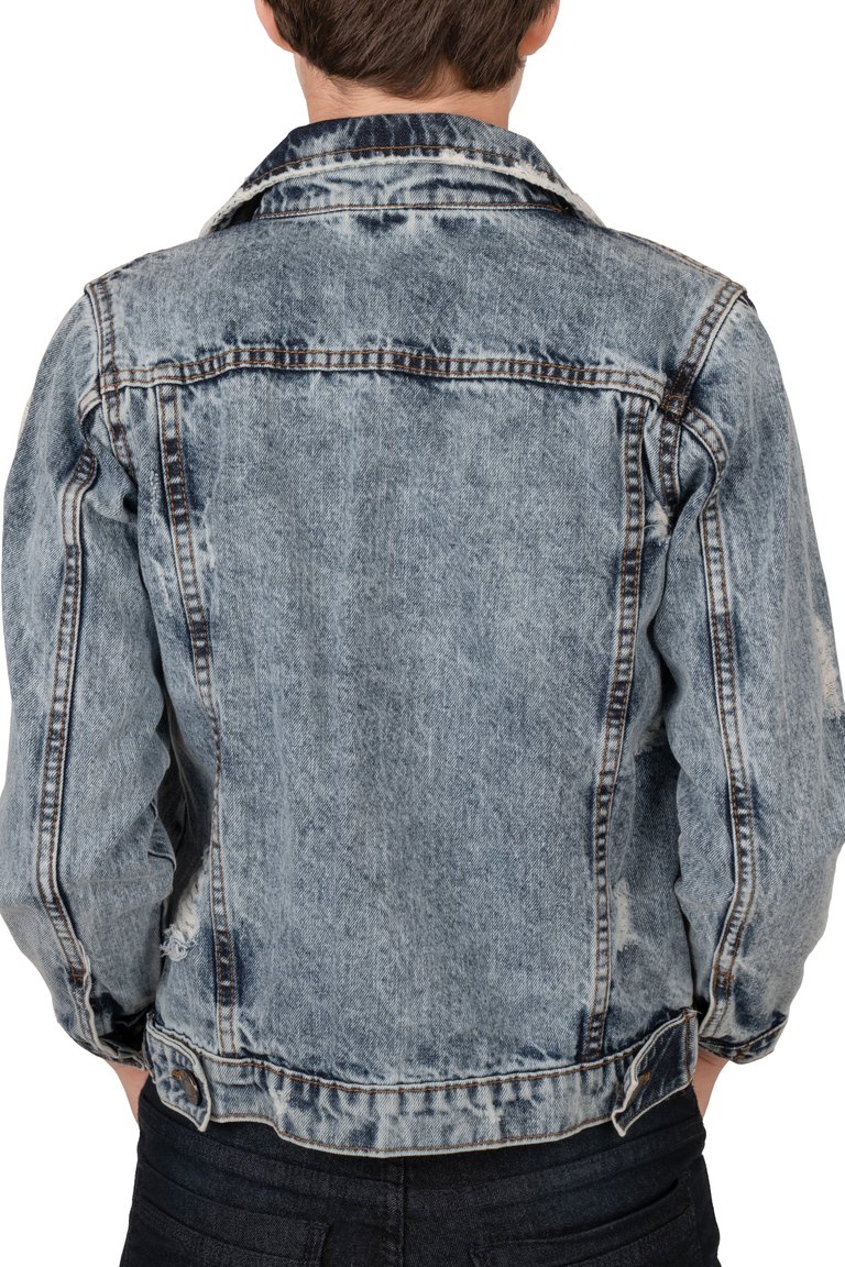 Boys Distressed Ripped and Stitched Denim Jackets
