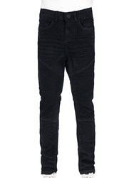 Boy's Slim Fit Distressed Moto Biker Denim Pants - Black