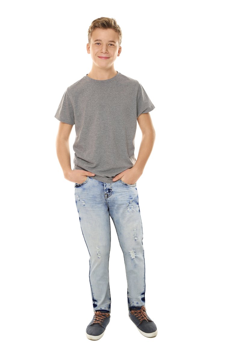 Boy's Slim Look Ripped Denim Jeans