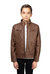 Boy's Stand Up Collar Motorcycle PU Leather Jacket with Sherpa Lining