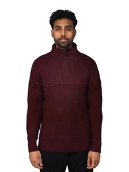 Cable Knit Turtleneck Sweater - Burgundy
