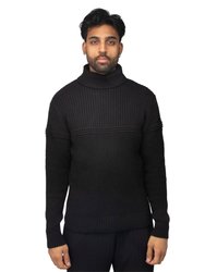 Cable Knit Turtleneck Sweater - Black