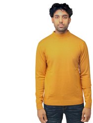 Casual Mock Neck Pullover Sweater - Mustard