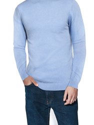 Casual Mock Neck Pullover Sweater - Pastel Blue