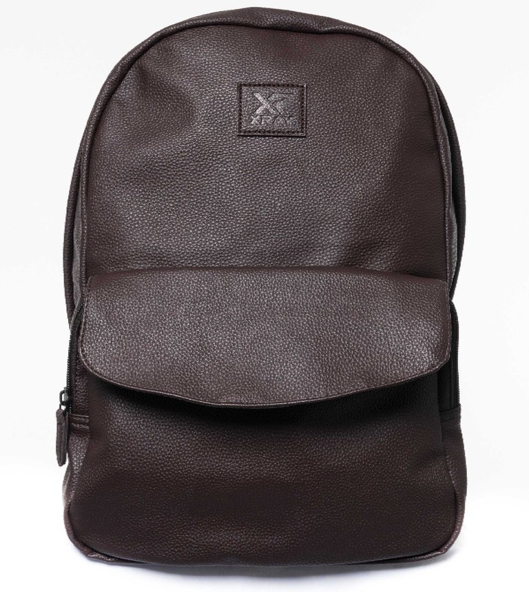 Classic Pu Leather Backpack - Dark Brown