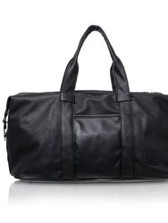 Classic PU Leather Large Duffle Bag - Black