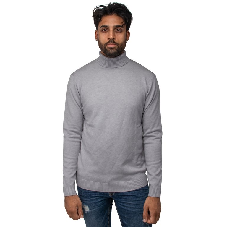 Classic Turtle Neck Sweater  - Light Heather Grey