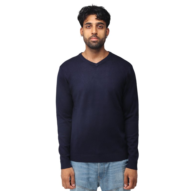 Classic V-Neck Sweater Navy - NAVY