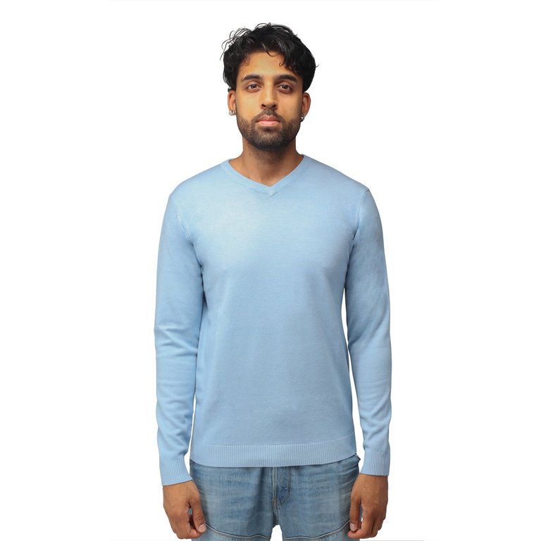 Classic V-Neck Sweater - Powder Blue