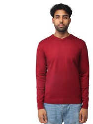 Classic V-Neck Sweater - Oxblood