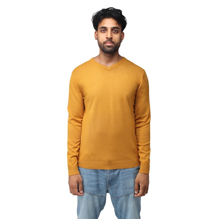 Classic V-Neck Sweater - Mustard