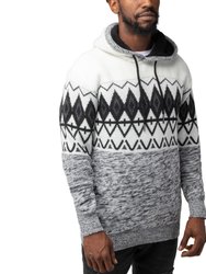 Color Block Pattern Hooded Sweater - Navy