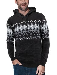 Color Block Pattern Hooded Sweater - White