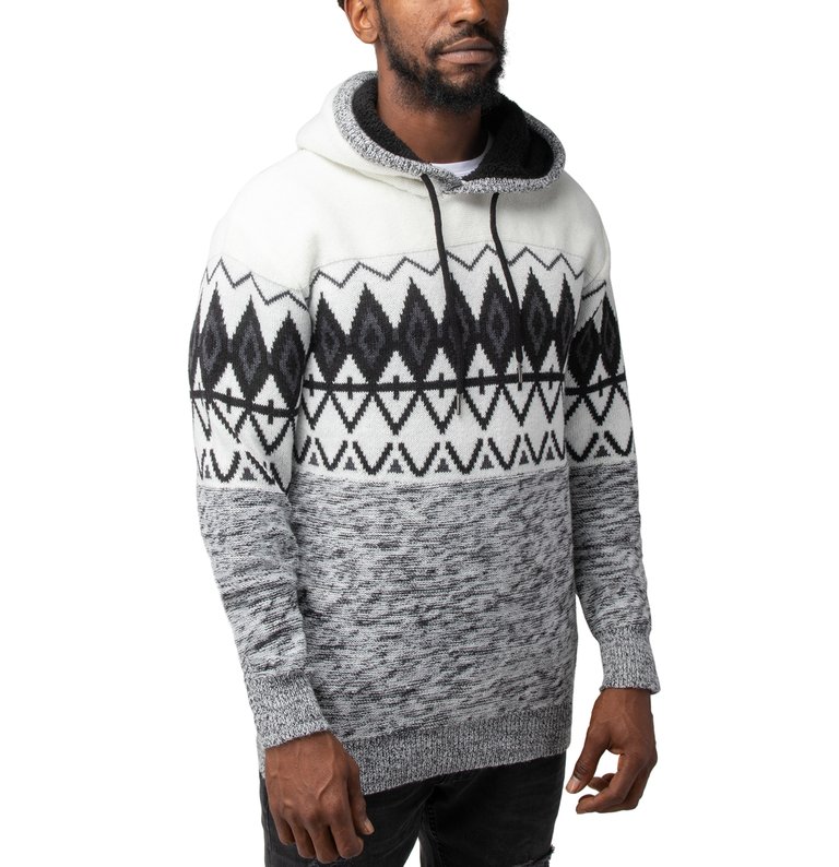 Color Block Pattern Hooded Sweater