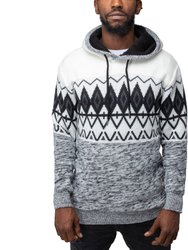 Color Block Pattern Hooded Sweater - Black
