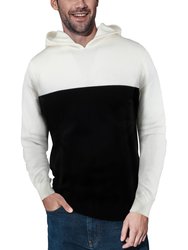 Color Block Pullover Hoodie Sweater - Offwhite/Black