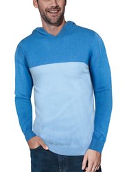 Color Block Pullover Hoodie Sweater - Blue/Pastel Blue