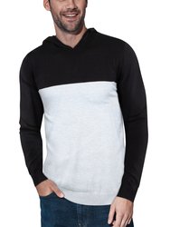 Color Block Pullover Hoodie Sweater - Black/Heather Grey