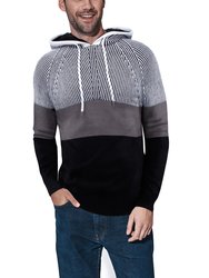 Color Blocked Pullover Hooded Sweater - Grey