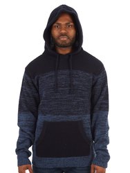 Colorblock Knitted Pullover Hooded Sweater