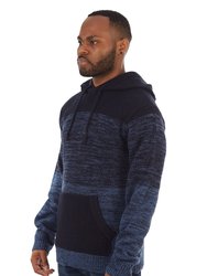 Colorblock Knitted Pullover Hooded Sweater
