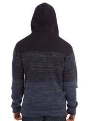 Colorblock Knitted Pullover Hooded Sweater