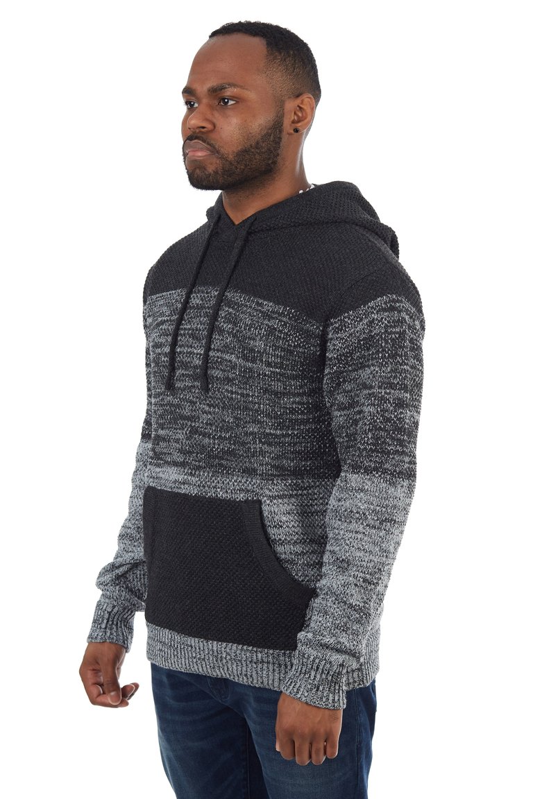 Colorblock Knitted Pullover Hooded Sweater