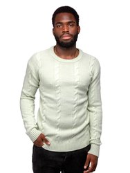 Crewneck Cable Knitted Pullover Sweater - Meadow Mist