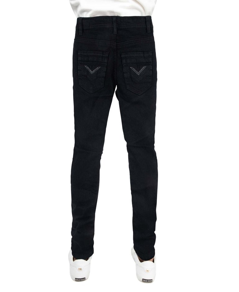 Cultura Little Boys Slim Wash Saddle V Stitch Denim Pants