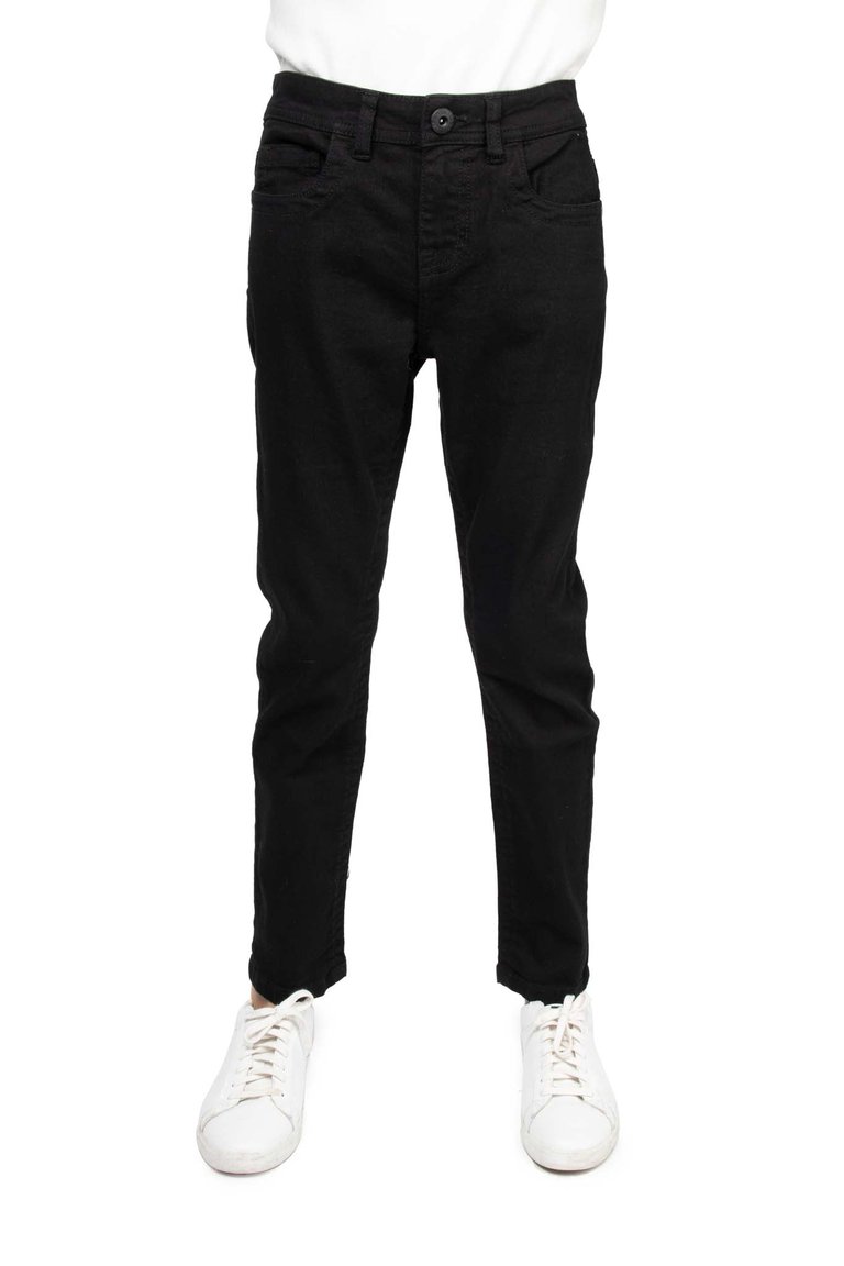 Cultura Skinny Wash Denim Jeans With Saddle V Stitch For Boys - Jet Black