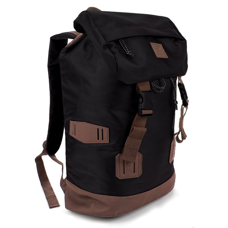 Duffle Backpack Large Canvas Retro Rucksack - Black Brown