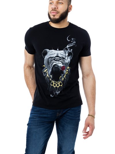 X RAY Heads Or Tails Men's Bulldog Smoking Rhinestone Graphic T-Shirt product