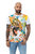 Heads Or Tails Men's Floral Tiger Rhinestone Graphic T-Shirt - White