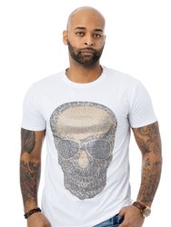 Heads Or Tails Men's Skull With Sunglasses Rhinestone Graphic T-Shirt - White