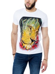 Heads Or Tails Rhinestone Studded Graphic Printed T-Shirt - White