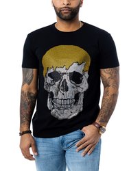 Heads Or Tails Rhinestone Studded Graphic Printed T-Shirt - Black