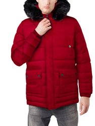 Hooded Puffer Parka Jacket - Red