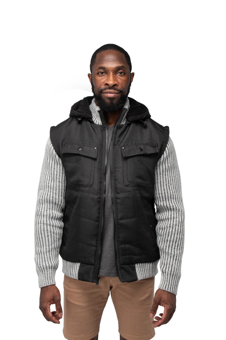 Hooded Vest Ribbed Sweater