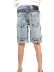 Kids Moto Biker Jean Shorts Slim Fit Boys Denim Shorts Stretch Washed Distressed