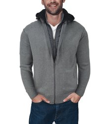 Knitted Full Zip Cardigan Sweater - Grey